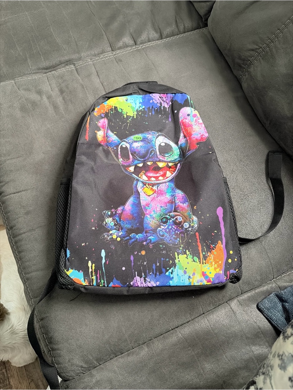 Kids Black Backpack with Colorful Stitch Multicolor Character Print